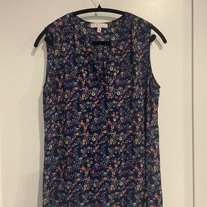Chaus Sleeveless Navy Floral Blouse- size M